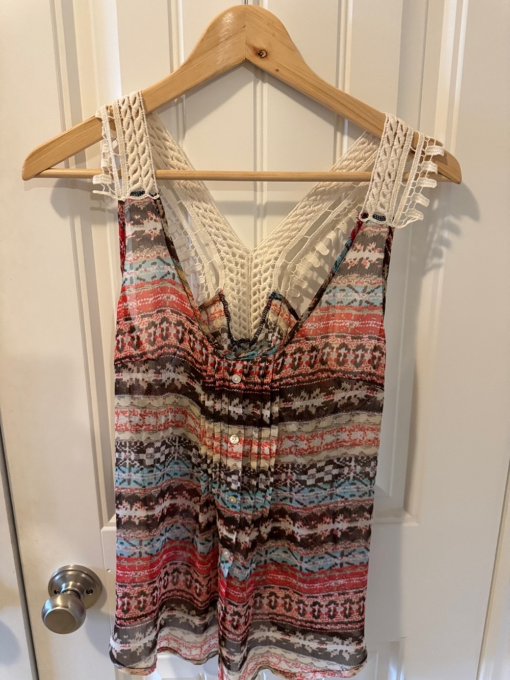 Crochet-Back Multicolor Stripe Women's Camisole Tank